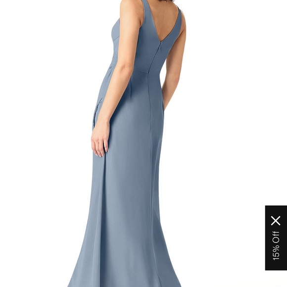 Azazie A14 Renessa Chiffon Dress (Dusty Blue) - Picture 2 of 6